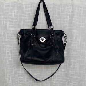 Coach Black Leather Shoulder Bag with Silver Hardware 2009